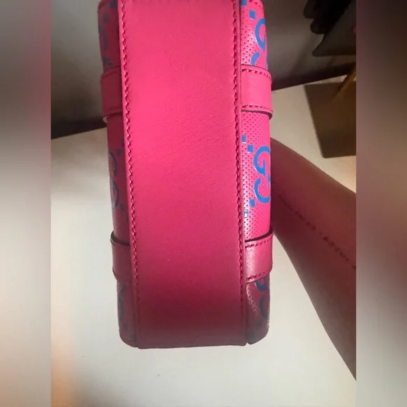 Gucci Hot Pink GG Mini Tote with Blue Logo - Picture 6 of 16
